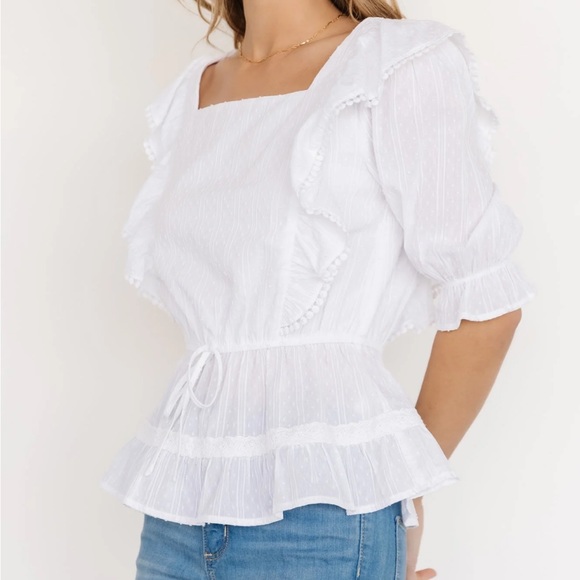NWT Sugarlips Adley Ruffle Top | White - Picture 2 of 5